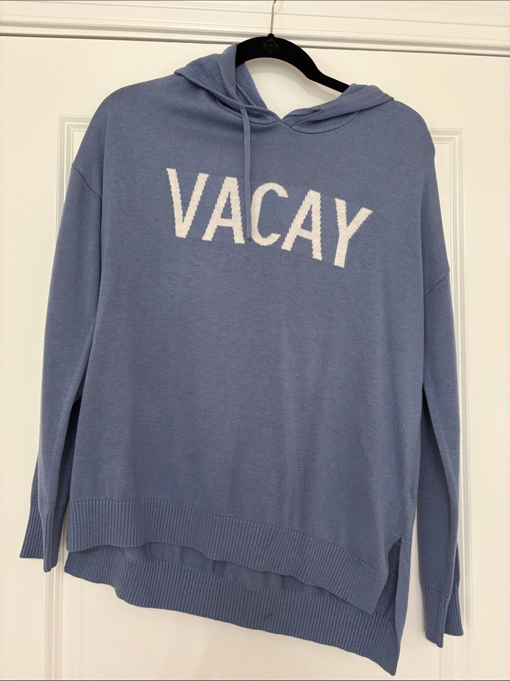 NWT Rachel Zoe Blue 'VACAY' Hooded Knit Pullover